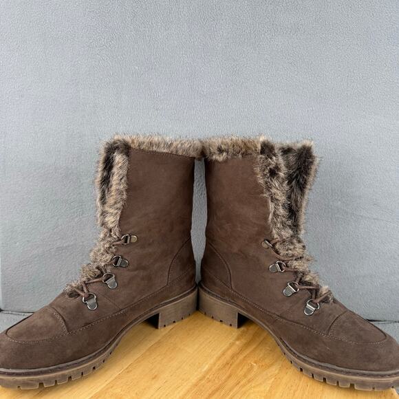 Bass Angelica Faux Fur Brown Lace-Up Boots Women’s Size 8.5 US - Picture 5 of 8